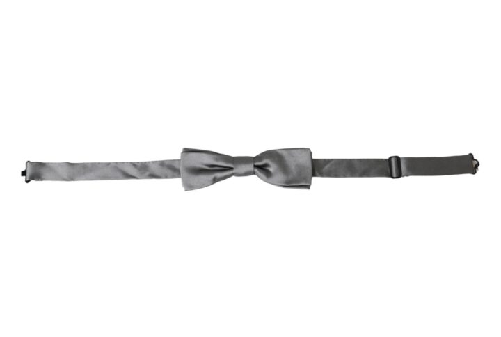 Gray Satin Silk Adjustable Neck Men Papillon Bow Tie - Jag Couture London