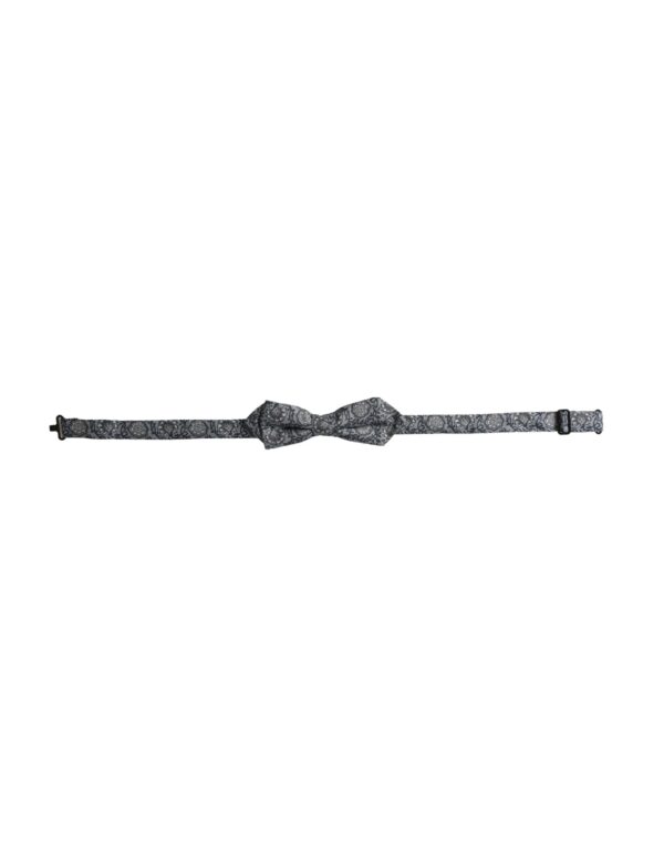 Gray Silk Patterned Adjustable Neck Men Bow Tie