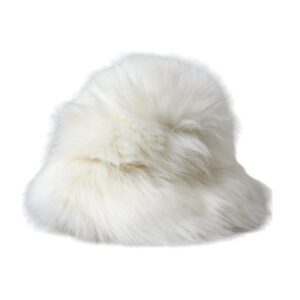 White Acrylic Fur Womens Bucket Hat