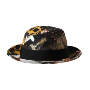 Multicolor Patchwork Women Fedora Wide Brim Hat