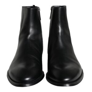 Black Calf Leather Men Ankle Boots Men Shoes