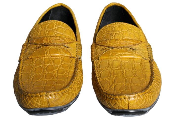 Yellow Leather Slip Mocassin Loafers Shoes | Jag Couture London – New York