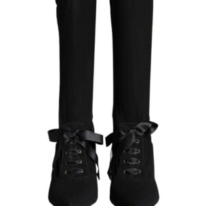 Black Stiletto Heels Mid Calf Boots Shoes