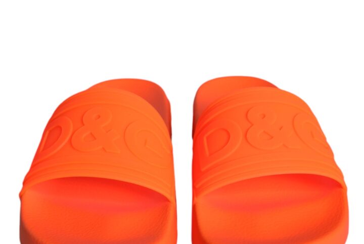 Orange Rubber Slides Sandals Beachwear Shoes - Jag Couture London