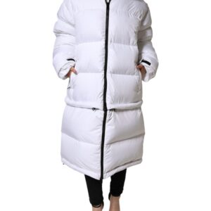 White Puffer Quilted Full Zip Coat Jacket