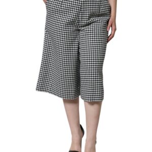 Black White Houndstooth Cropped Wide Leg Pants