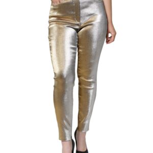 Metallic Gold High Waist Skinny Pants