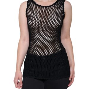Black Mesh See Through Sleeveless Tank Top