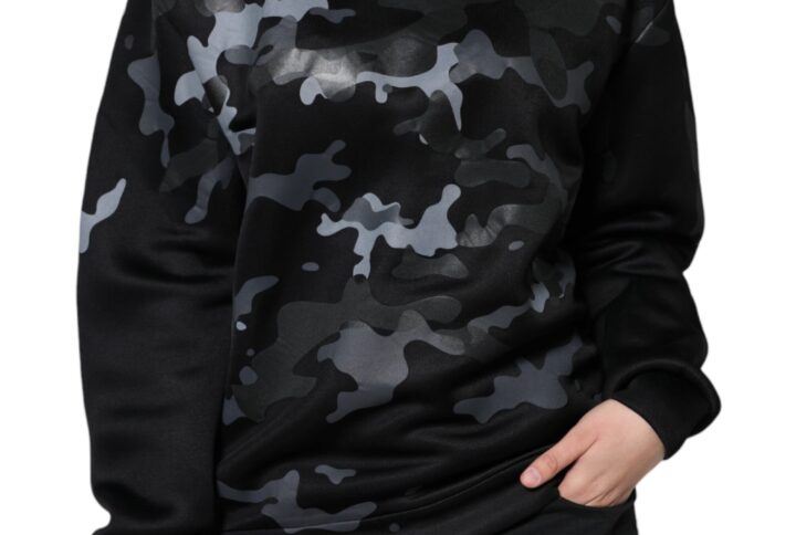 Black Camouflage Round Neck Sweatshirt Sweater - Jag Couture London
