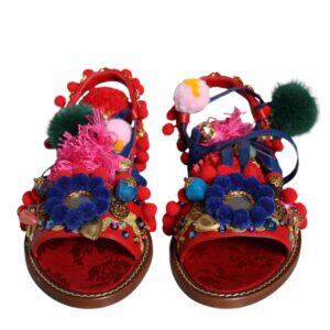 Multicolor Pom Pom Fur Wrap Sandals Shoes