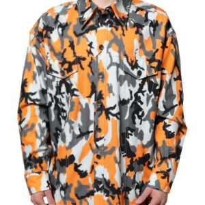 Multicolor Camouflage Cotton Denim Collared Jacket
