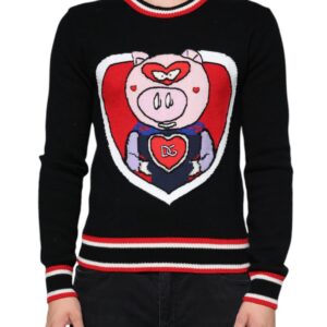Black Cashmere Pig of the Year Pullover Sweater