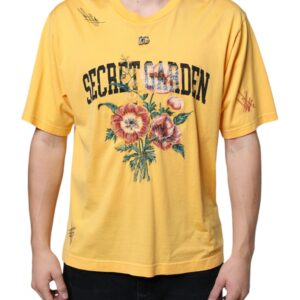 Yellow Secret Graden Floral Cotton Crew Neck T-shirt