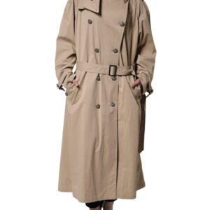 Khaki Double Breasted Trench Coat Jacket
