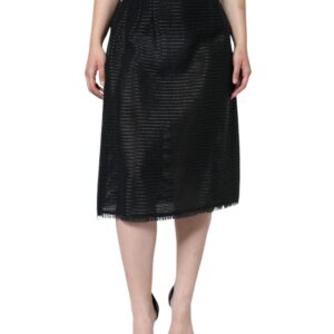 Black Viscose High Waist Pencil Cut Skirt