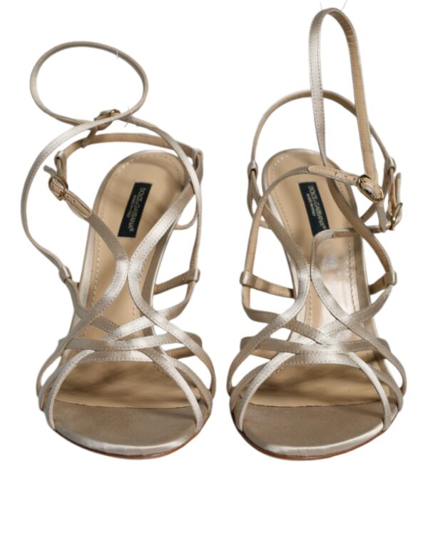Beige Leather Stiletto Heels Sandals Shoes