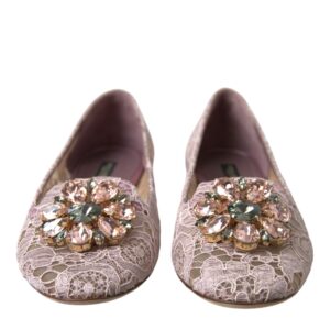 Pink Lace Crystal Ballet Flats Loafers Shoes