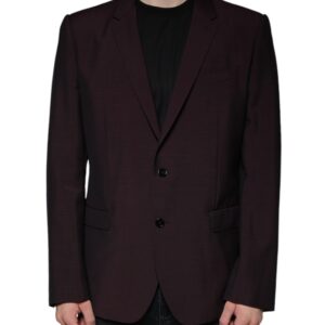 Bordeaux Wool Single Breasted Dress Blazer