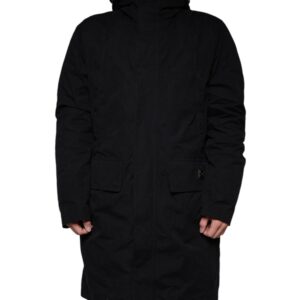 Black Hooded Parka Cotton Trench Coat Jacket