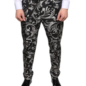 Black Jacquard Skinny Dress Pants
