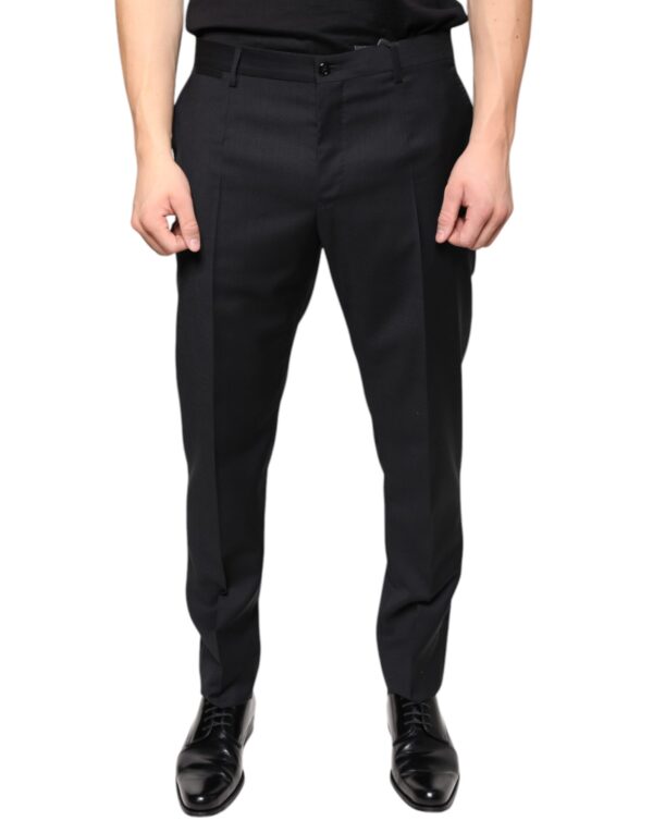 Black Wool Skinny Men Dress Pants