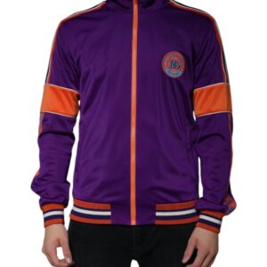 Purple Polyester Full Zip Long Sleeve Sweater