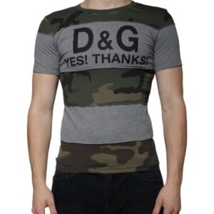 Multicolor Camouflage Cotton Crew Neck T-shirt