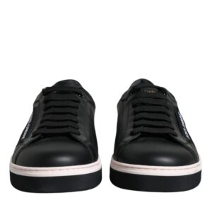 Black Leather Low Top Men Sneakers Shoes