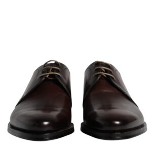 Brown Leather Lace Up Men Derby Formal Shoes