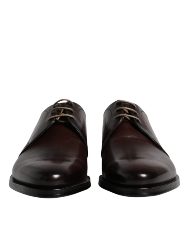 Brown Leather Lace Up Men Derby Formal Shoes