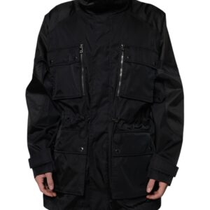 Black Nylon Winter Men Parka Coat Jacket
