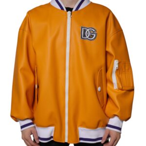 Orange White Full Zip Jersey Bomber Jacket