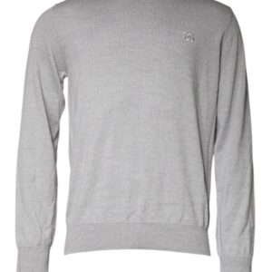 Light Gray Wool Crew Neck Pullover Sweater