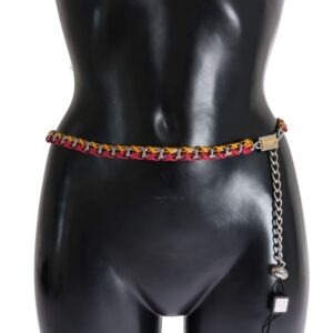 Red Yellow Leather Crystal Belt