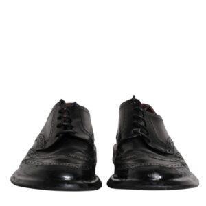 Black Leather Derby Wingtip Formal Shoes