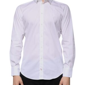 White Cotton Blend Men MARTINI Dress Shirt