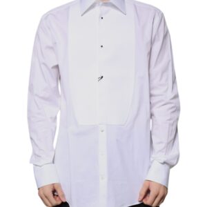 White Bib Cotton Poplin GOLD Formal Shirt