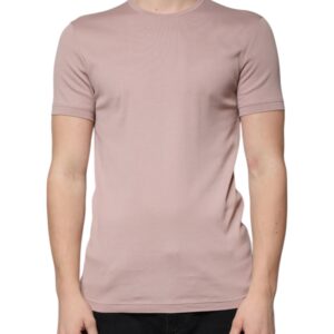 Brown Cotton Short Sleeves Round Neck T-shirt