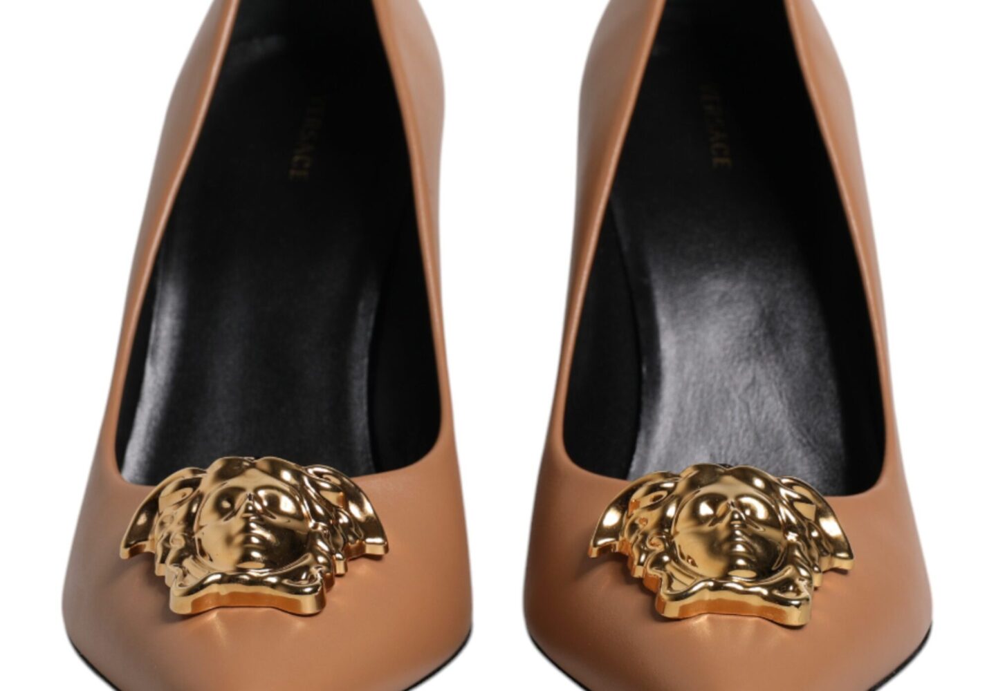Brown Leather Logo Plaque High Heels Pumps Shoes - Jag Couture London