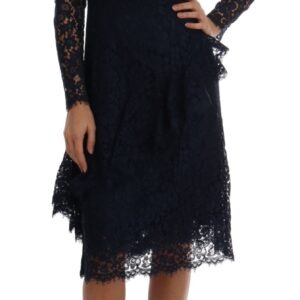 Blue Taormina Floral Lace Sheath Dress