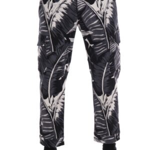 Gray Banana Leaf Cotton Pants