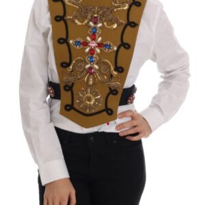 Yellow Crystal Cross Vest Jacket