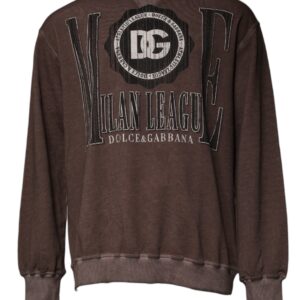 Brown Logo Print Crew Neck Pullover Sweater