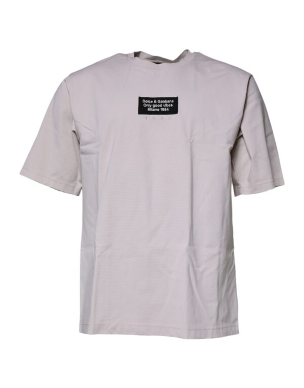 Beige DG Logo Crew Neck Short Sleeves T-shirt