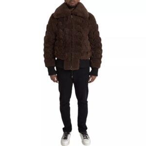 Brown Fur Lamb Shearling Coat Jacket - Jag Couture London