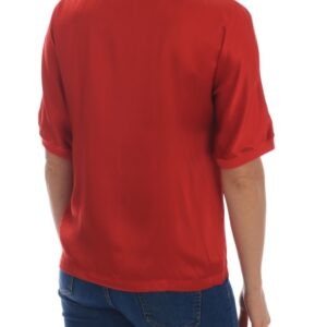 Red Silk Oranges Floral Crystal Blouse