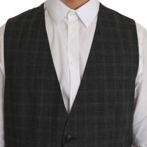 Gray Wool STAFF Checkered Stretch Vest