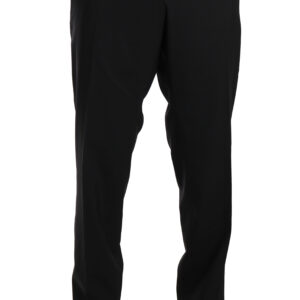 Black Wool Stretch Formal Trousers