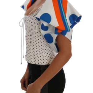 White Polka Silk Corset Bustier Top
