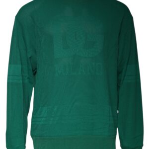 Green Logo Nylon Crew Neck Pullover Sweater